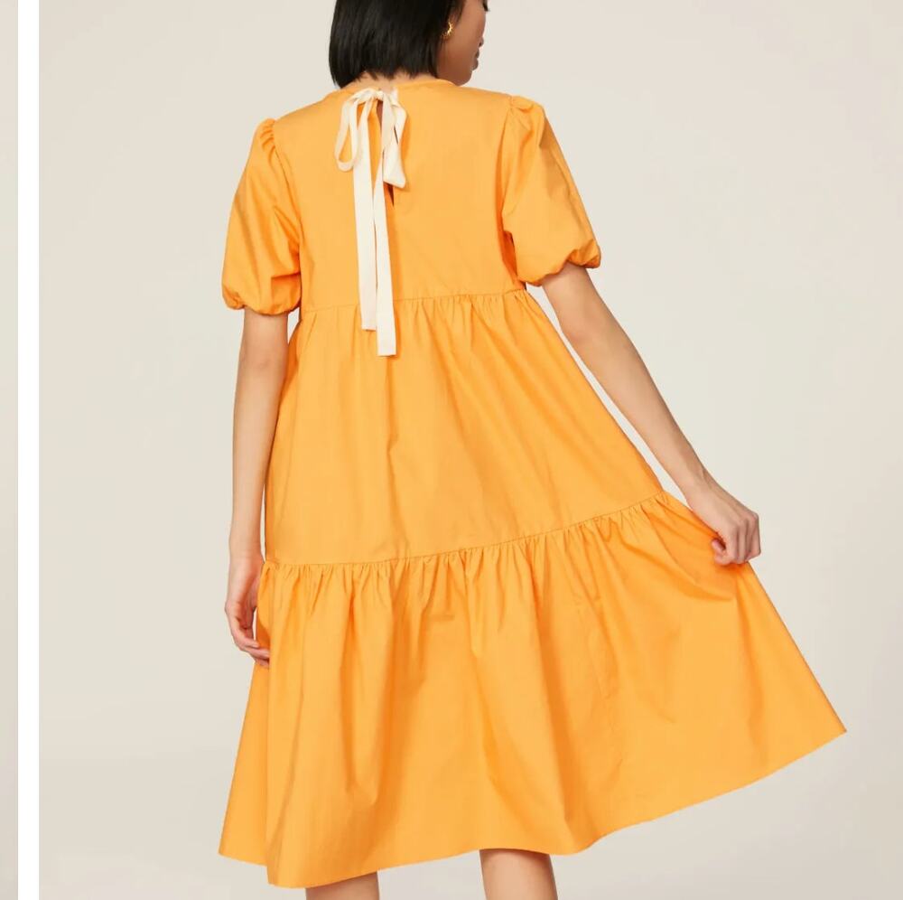 Peter Som Orange Babydoll Dress SIZE 2 Cottage Cotton Ruffle Romantic Party $400